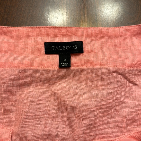 Talbots 100% Linen Pullover Pink Beaded Neckline Tunic - Picture 3 of 9